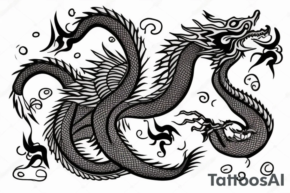One dragon with Chinese girl tattoo idea