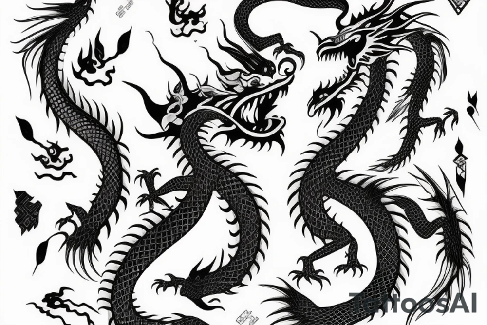 One dragon with Chinese girl tattoo idea