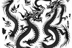One dragon with Chinese girl tattoo idea