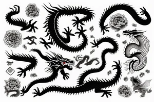 One dragon with Chinese girl tattoo idea