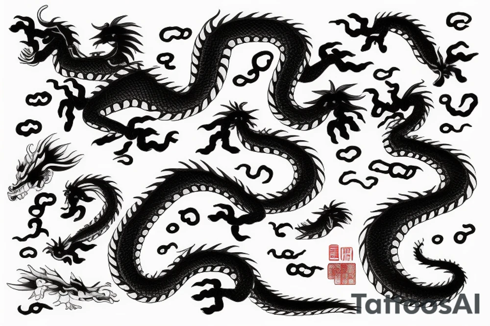 One dragon with Chinese girl tattoo idea