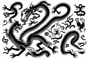 One dragon with Chinese girl tattoo idea