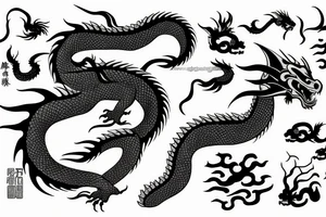 One dragon with Chinese girl tattoo idea
