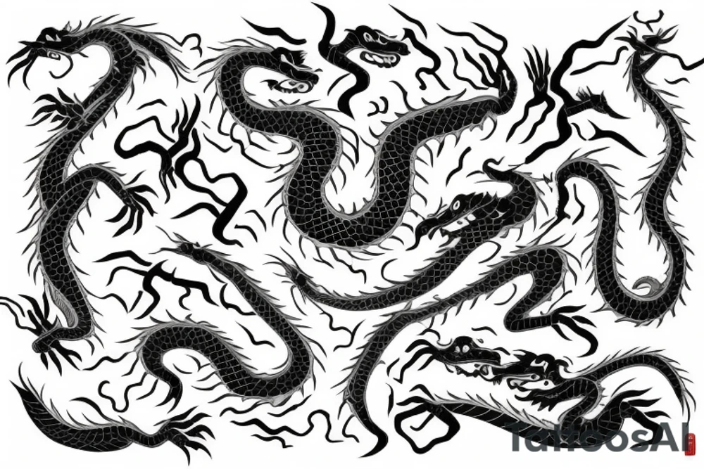 One dragon with Chinese girl tattoo idea