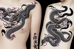One dragon with Chinese girl tattoo idea