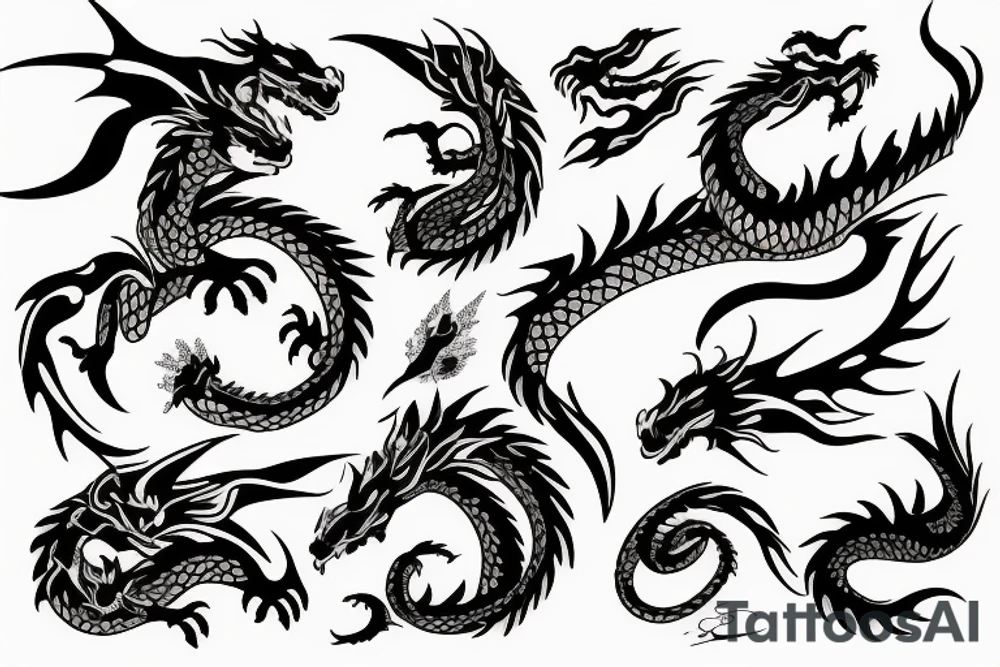 Dragon with flowers tattoo idea