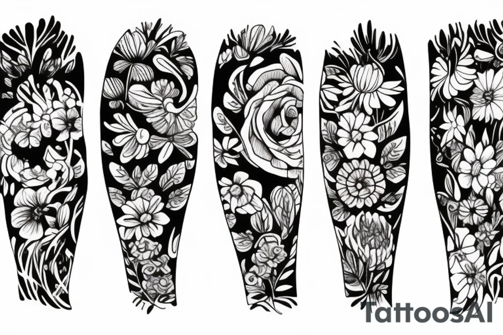 Girl and flowers tattoo idea