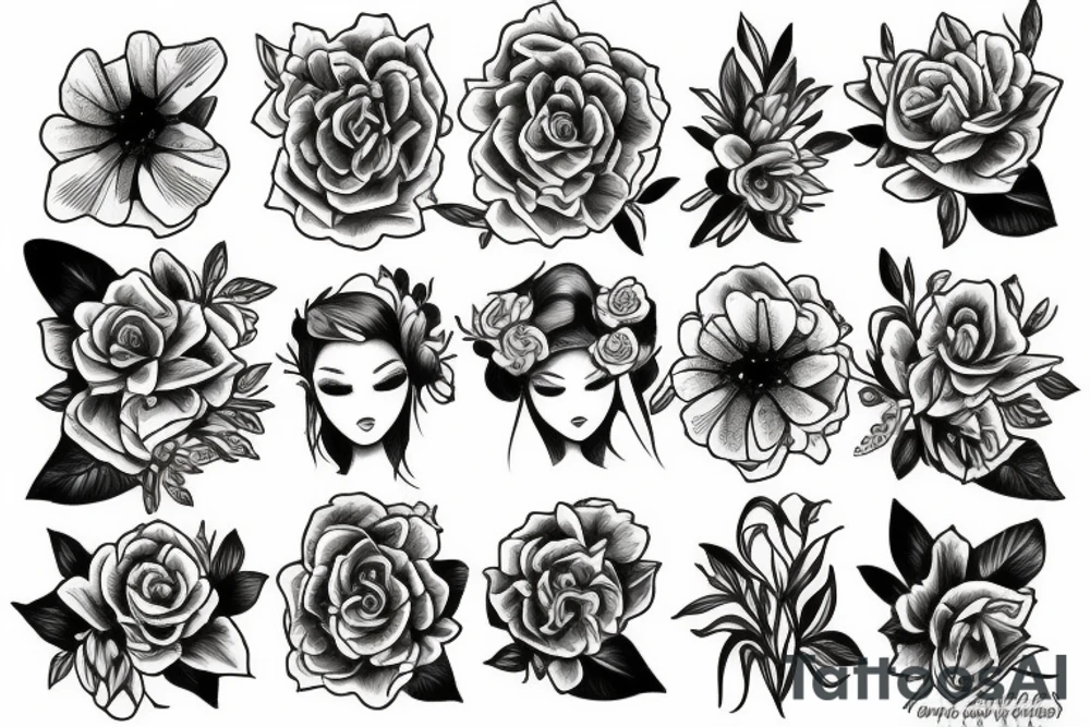 Girl and flowers tattoo idea