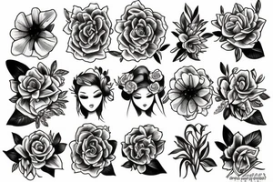 Girl and flowers tattoo idea