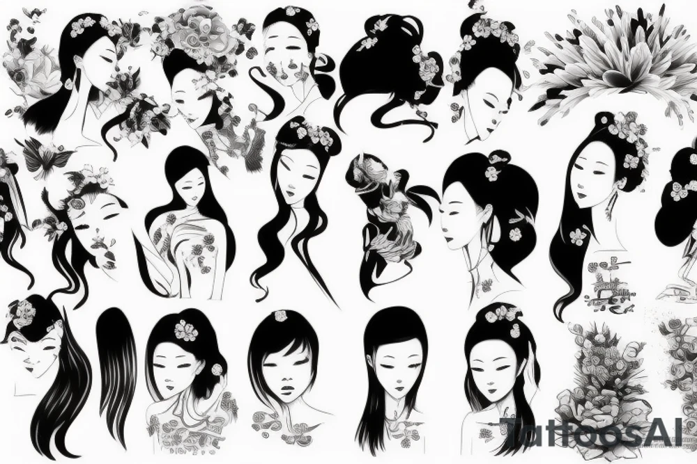 Chinese girl on arm tattoo idea