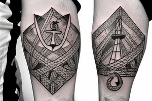 Sea tattoo with black anchor on the middle, for the arm. tattoo idea