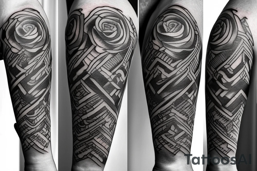 Sea tattoo with black anchor on the middle, for the arm. tattoo idea