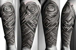 Sea tattoo with black anchor on the middle, for the arm. tattoo idea