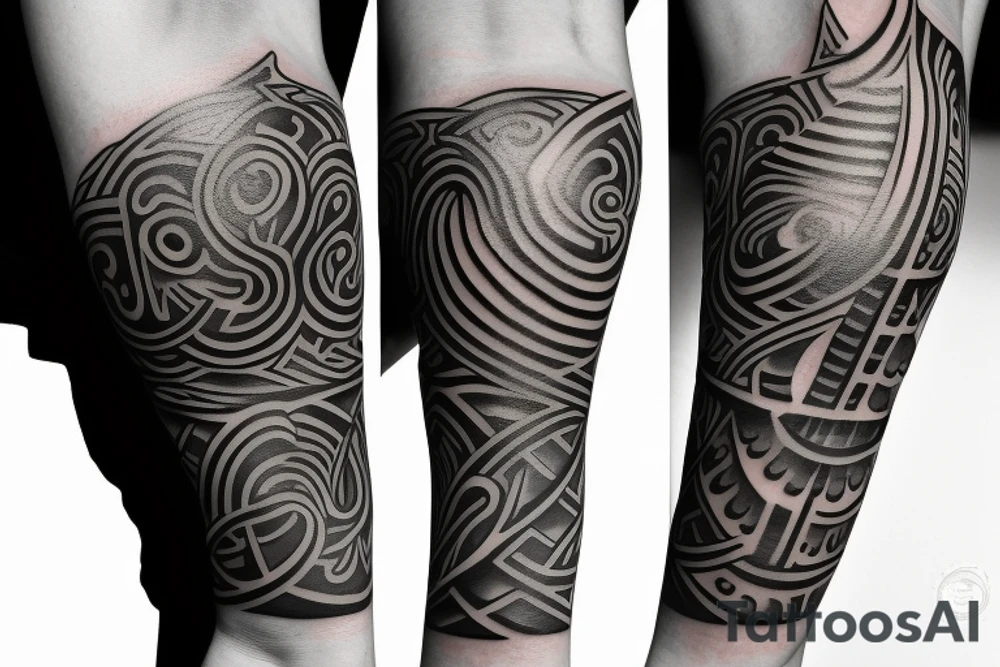Sea tattoo with black anchor on the middle, for the arm. tattoo idea