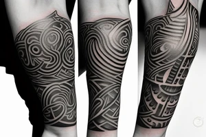 Sea tattoo with black anchor on the middle, for the arm. tattoo idea