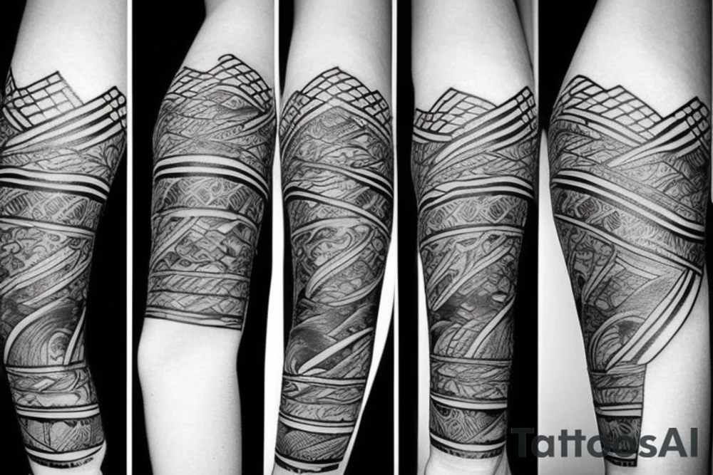 Sea tattoo with black anchor on the middle, for the arm. tattoo idea
