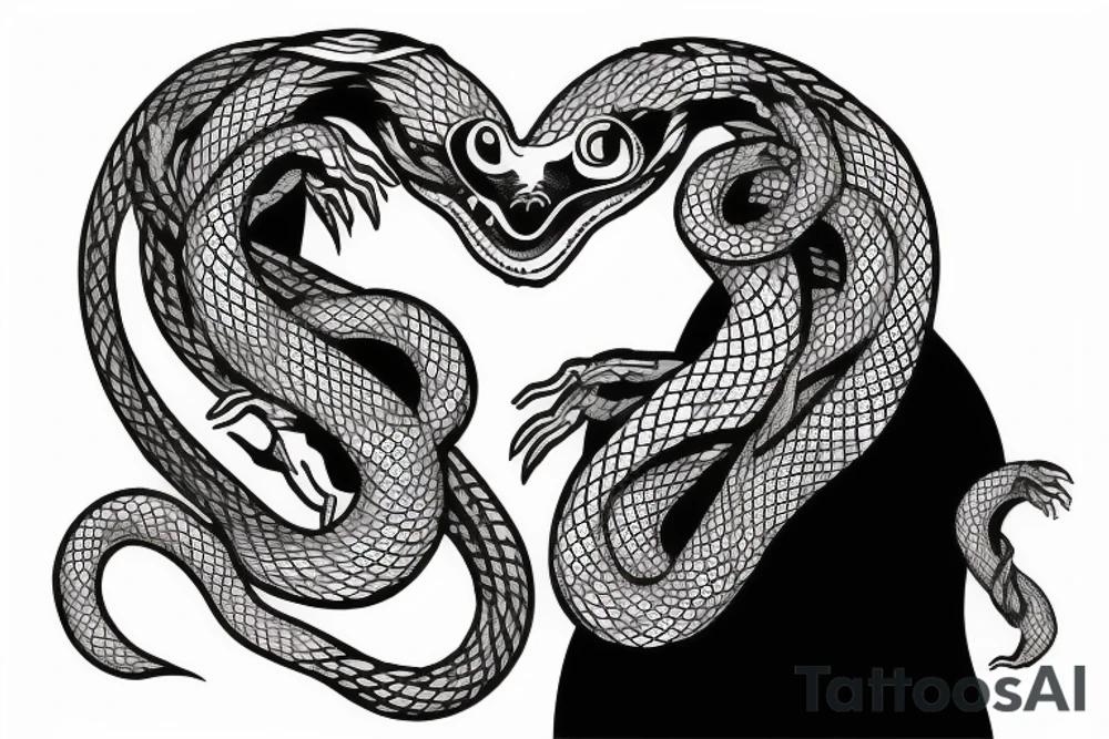 Love strangles, like a snake, passion tattoo idea