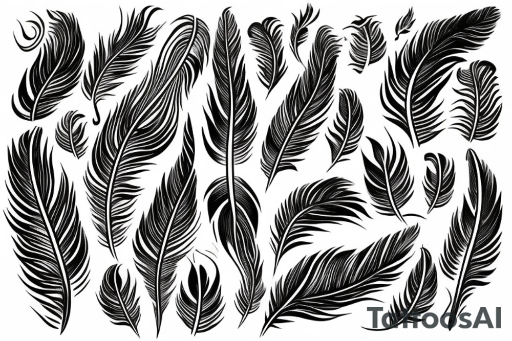 feather wave flame roots singleline life tattoo idea