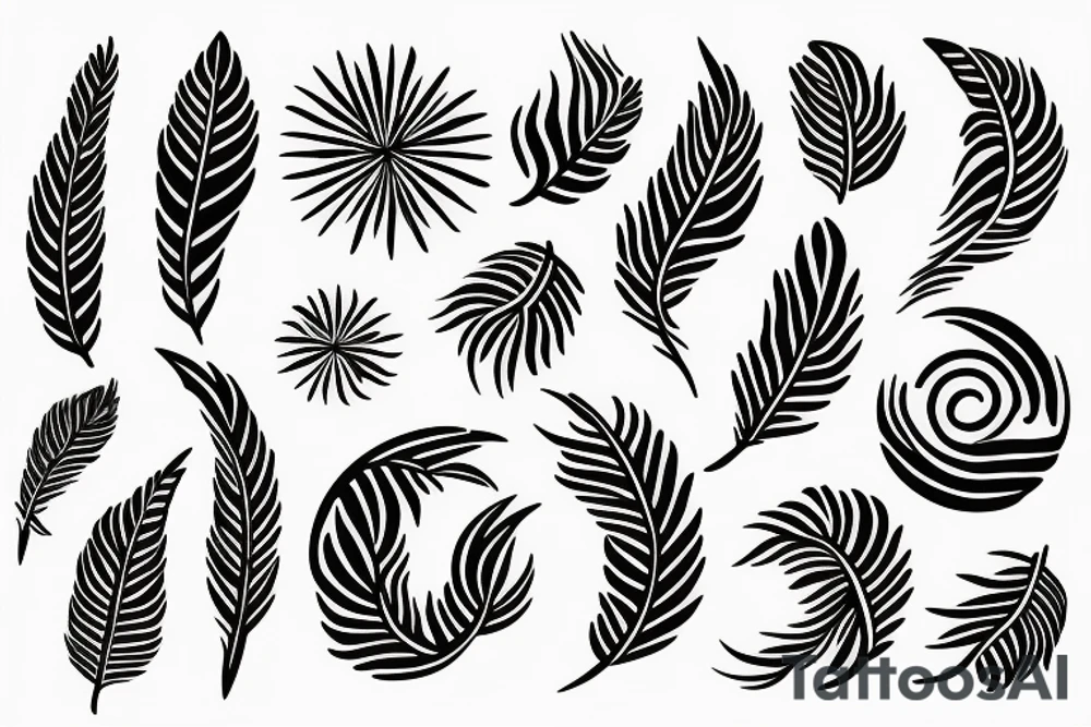 create a very fine lined friendship tattoo that is a mix and match of the following symbols wave flame feather earth tattoo idea