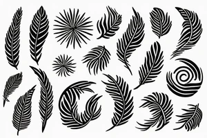 create a very fine lined friendship tattoo that is a mix and match of the following symbols wave flame feather earth tattoo idea