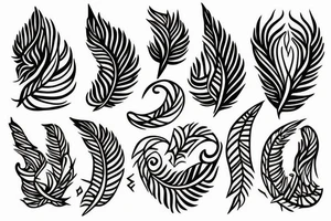 create a very fine lined friendship tattoo that is a mix and match of the following symbols wave flame feather earth tattoo idea