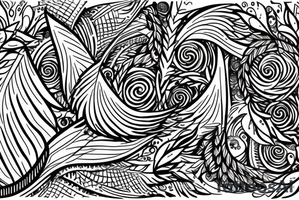 create a very fine lined friendship tattoo that is a mix and match of the following symbols wave flame feather earth tattoo idea