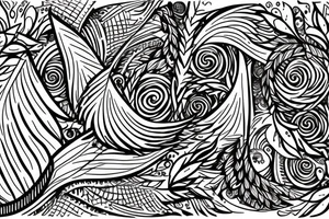 create a very fine lined friendship tattoo that is a mix and match of the following symbols wave flame feather earth tattoo idea