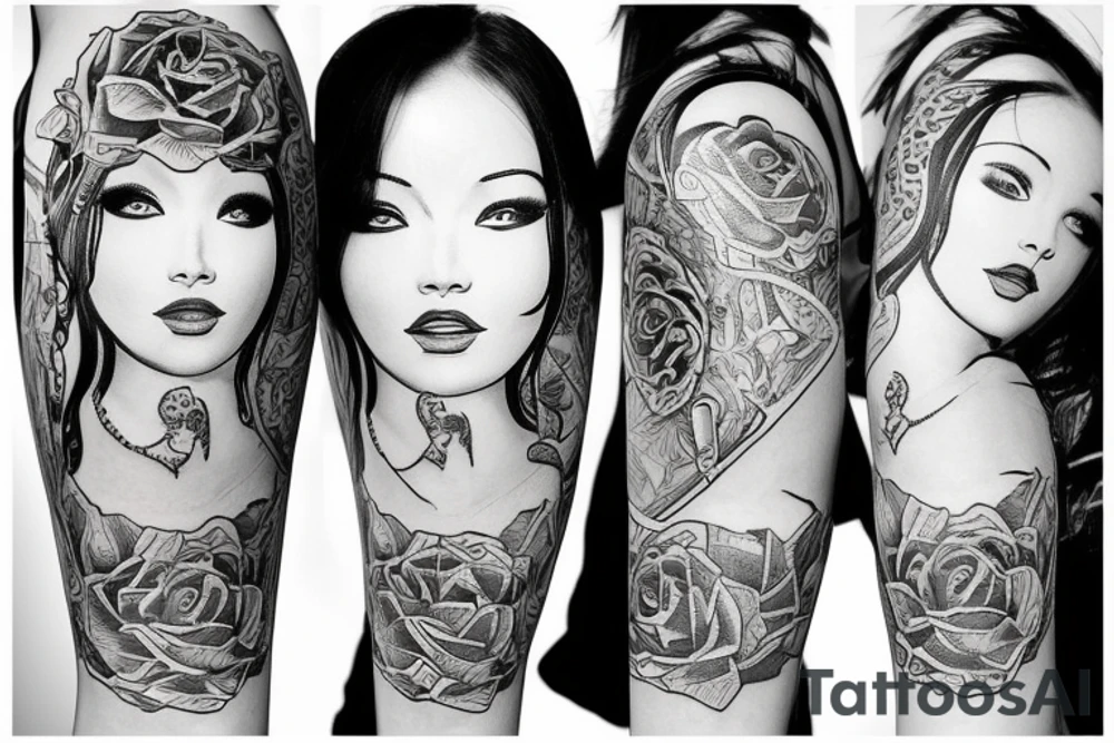 Money and woman tattoo idea