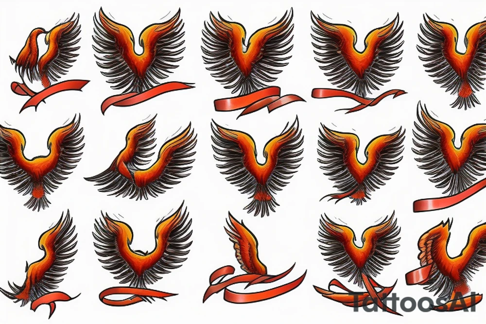 a phoenix surrounded by an Multiple Sclerosis Ribbon tattoo idea