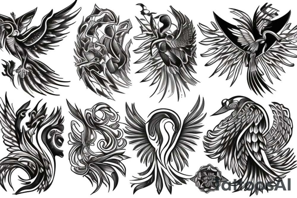new age phoenix tattoo idea