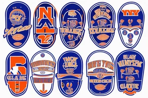 NY Giants, NY Rangers, NY Mets, NY Knicks Logo in forearm sleeve tattoo idea