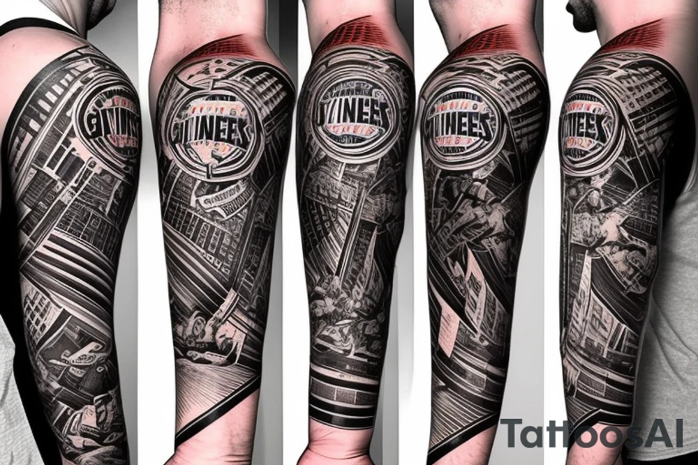 NY Giants, NY Rangers, NY Mets, NY Knicks Logo in forearm sleeve tattoo idea