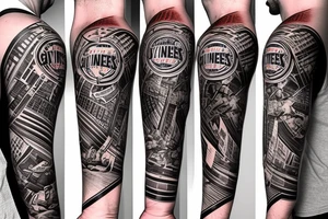 NY Giants, NY Rangers, NY Mets, NY Knicks Logo in forearm sleeve tattoo idea