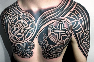Shoulder tattoo with a Celtic cross of Muiredach. tattoo idea