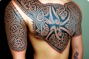 Leer Shoulder tattoo with a Celtic cross of Muiredach. tattoo idea