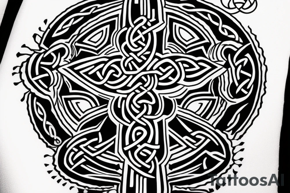 Left Shoulder tattoo with a Celtic cross of Muiredach. tattoo idea