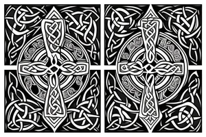 Celtic cross & wolf tattoo idea