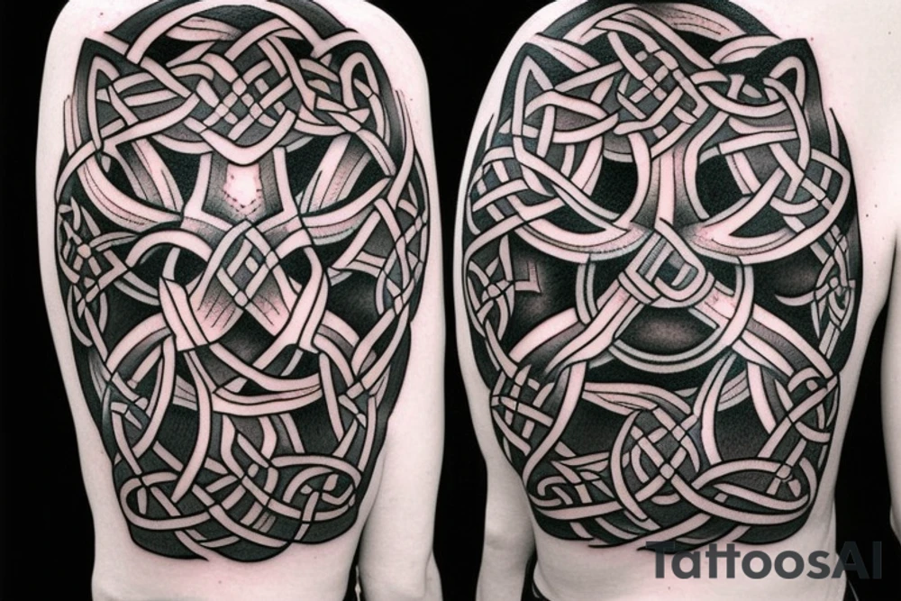 Celtic cross & wolf tattoo idea