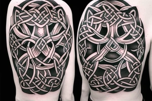 Celtic cross & wolf tattoo idea