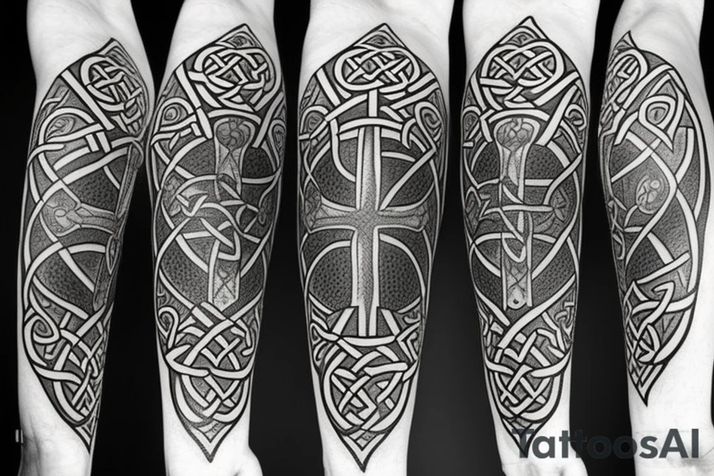 Celtic cross with a wolf tattoo idea
