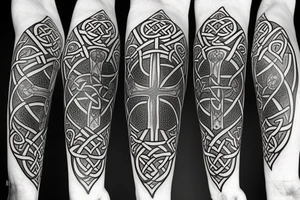 Celtic cross with a wolf tattoo idea