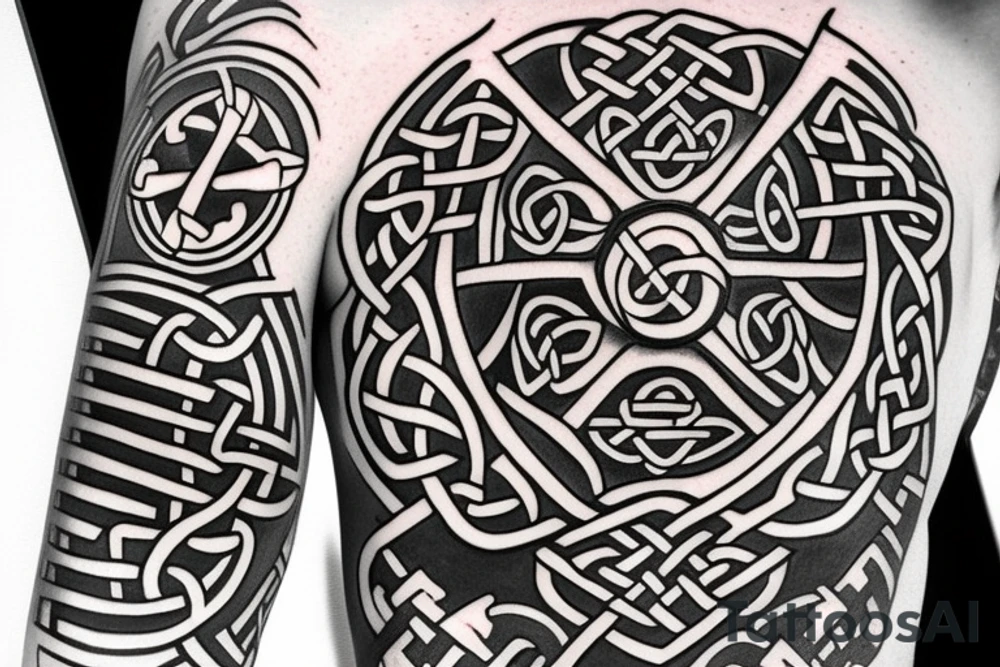 Left shoulder with complete Celtic cross tattoo idea