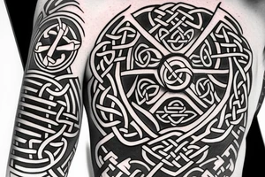 Left shoulder with complete Celtic cross tattoo idea