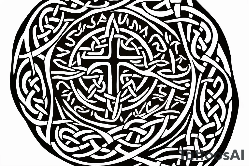 Left shoulder with complete Celtic cross tattoo idea