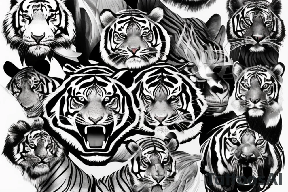 Attacking Tiger in the jungle tattoo idea