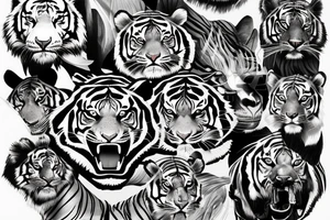 Attacking Tiger in the jungle tattoo idea