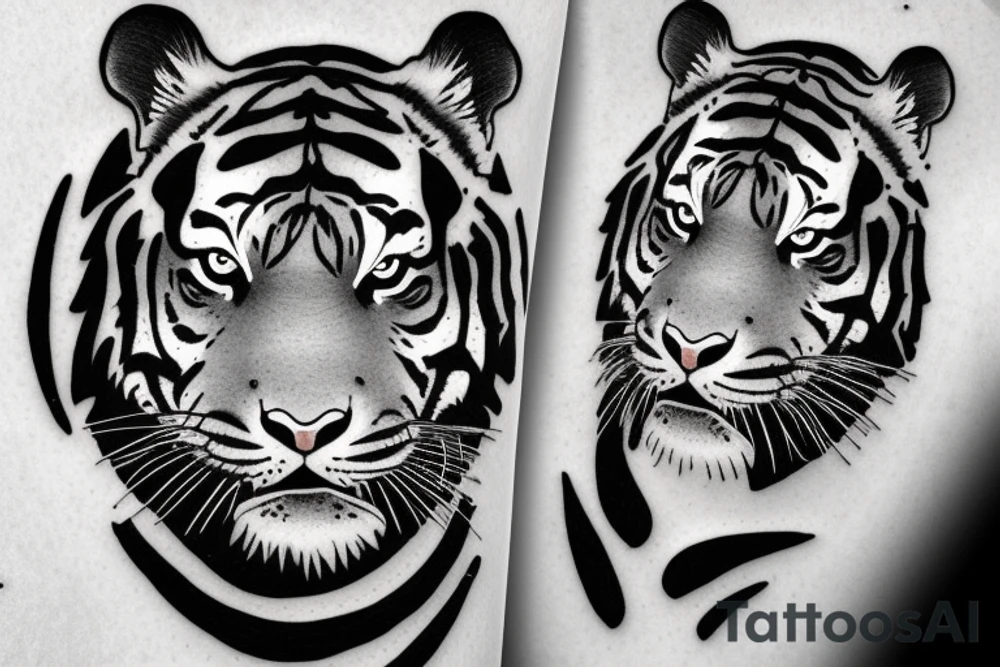 Attacking Tiger in the jungle tattoo idea