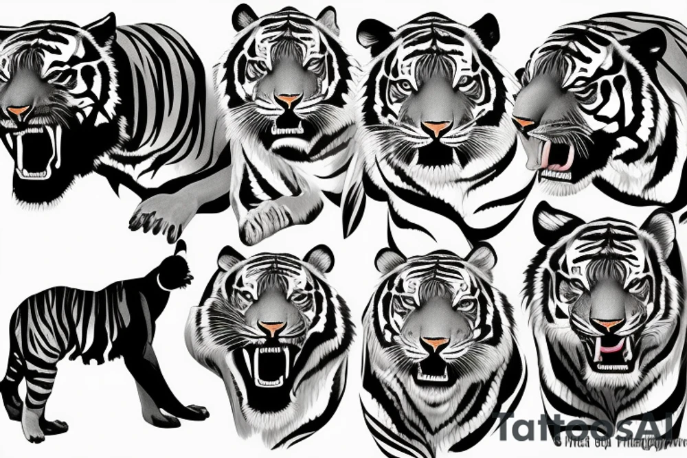Attacking Tiger in the jungle tattoo idea