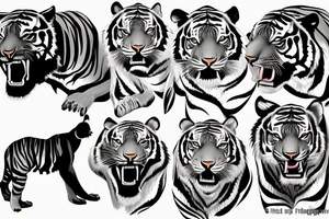 Attacking Tiger in the jungle tattoo idea