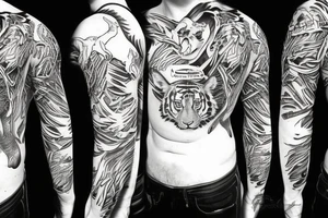 Attacking Tiger in the jungle tattoo idea